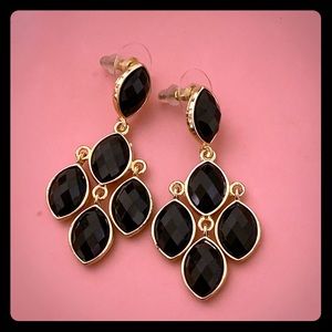 Black and gold chandelier earrings